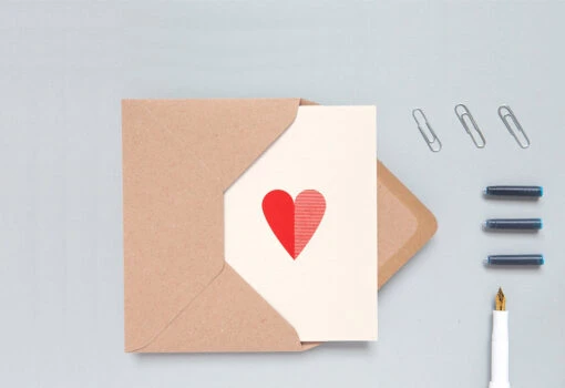 Foil Blocked Red Heart Card